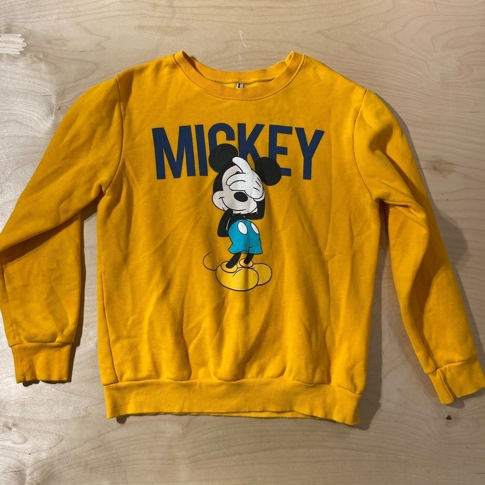 Disney Mickey Mouse Yellow Sweatshirt Medium (OE)